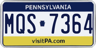 PA license plate MQS7364