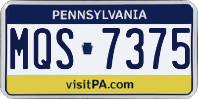 PA license plate MQS7375