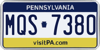 PA license plate MQS7380