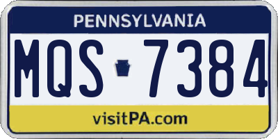PA license plate MQS7384