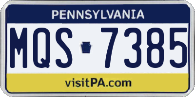 PA license plate MQS7385