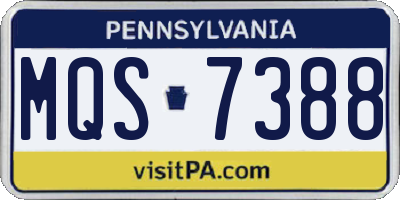 PA license plate MQS7388