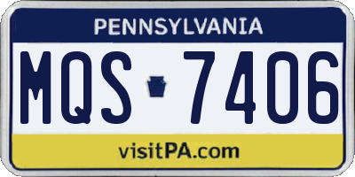 PA license plate MQS7406