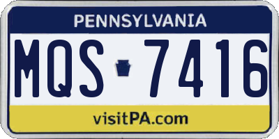 PA license plate MQS7416