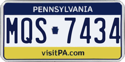 PA license plate MQS7434