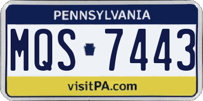 PA license plate MQS7443