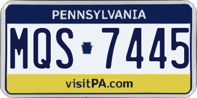 PA license plate MQS7445