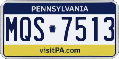 PA license plate MQS7513
