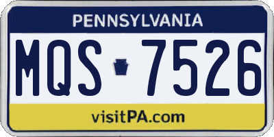 PA license plate MQS7526