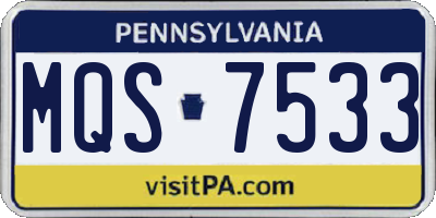 PA license plate MQS7533