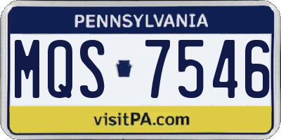 PA license plate MQS7546