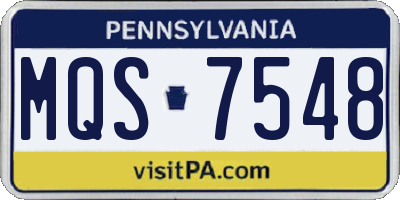 PA license plate MQS7548