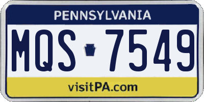 PA license plate MQS7549
