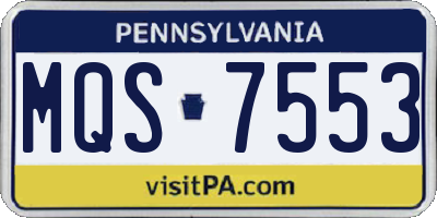 PA license plate MQS7553