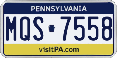 PA license plate MQS7558