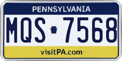 PA license plate MQS7568