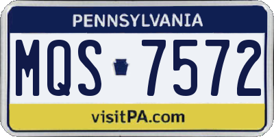 PA license plate MQS7572