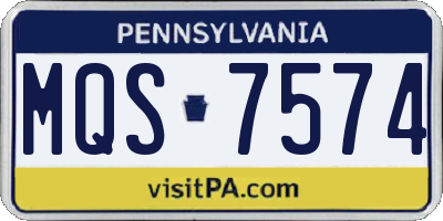 PA license plate MQS7574