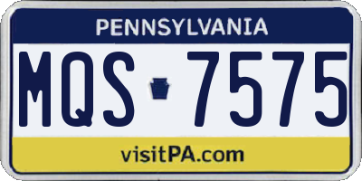 PA license plate MQS7575