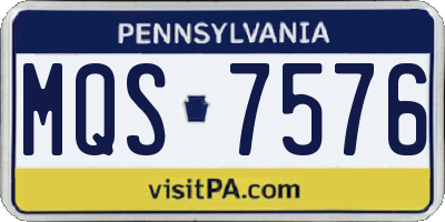 PA license plate MQS7576