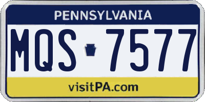 PA license plate MQS7577
