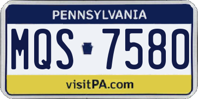 PA license plate MQS7580