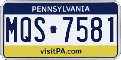 PA license plate MQS7581