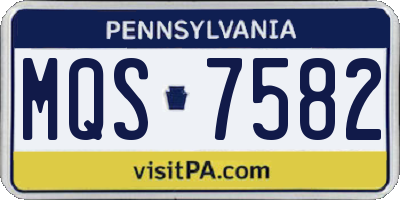PA license plate MQS7582