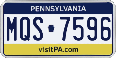 PA license plate MQS7596