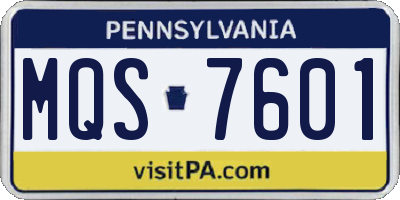 PA license plate MQS7601