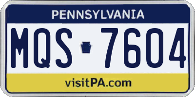 PA license plate MQS7604