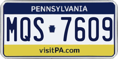 PA license plate MQS7609