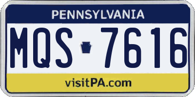PA license plate MQS7616