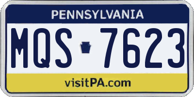 PA license plate MQS7623
