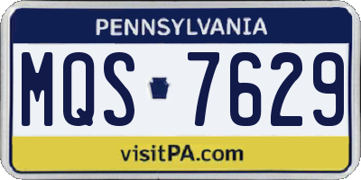 PA license plate MQS7629