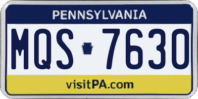 PA license plate MQS7630