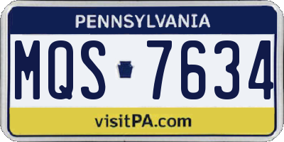 PA license plate MQS7634