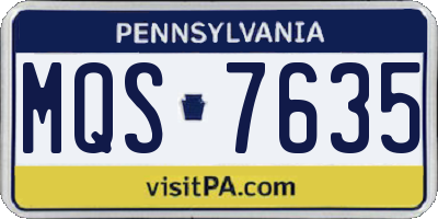 PA license plate MQS7635