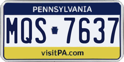 PA license plate MQS7637