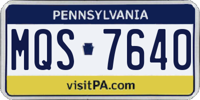 PA license plate MQS7640