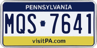 PA license plate MQS7641