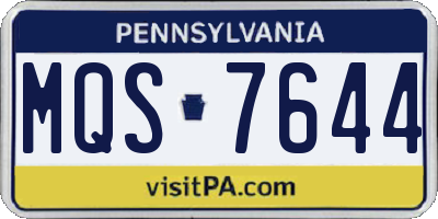 PA license plate MQS7644