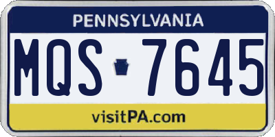 PA license plate MQS7645