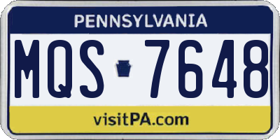 PA license plate MQS7648