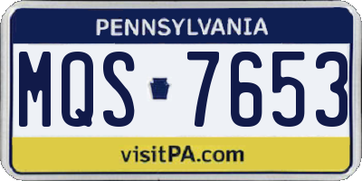 PA license plate MQS7653