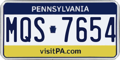 PA license plate MQS7654