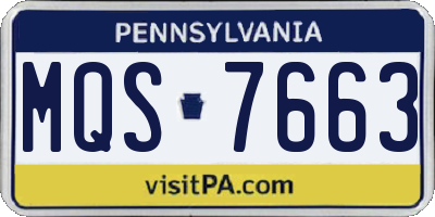 PA license plate MQS7663