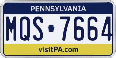 PA license plate MQS7664