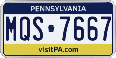 PA license plate MQS7667
