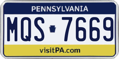 PA license plate MQS7669